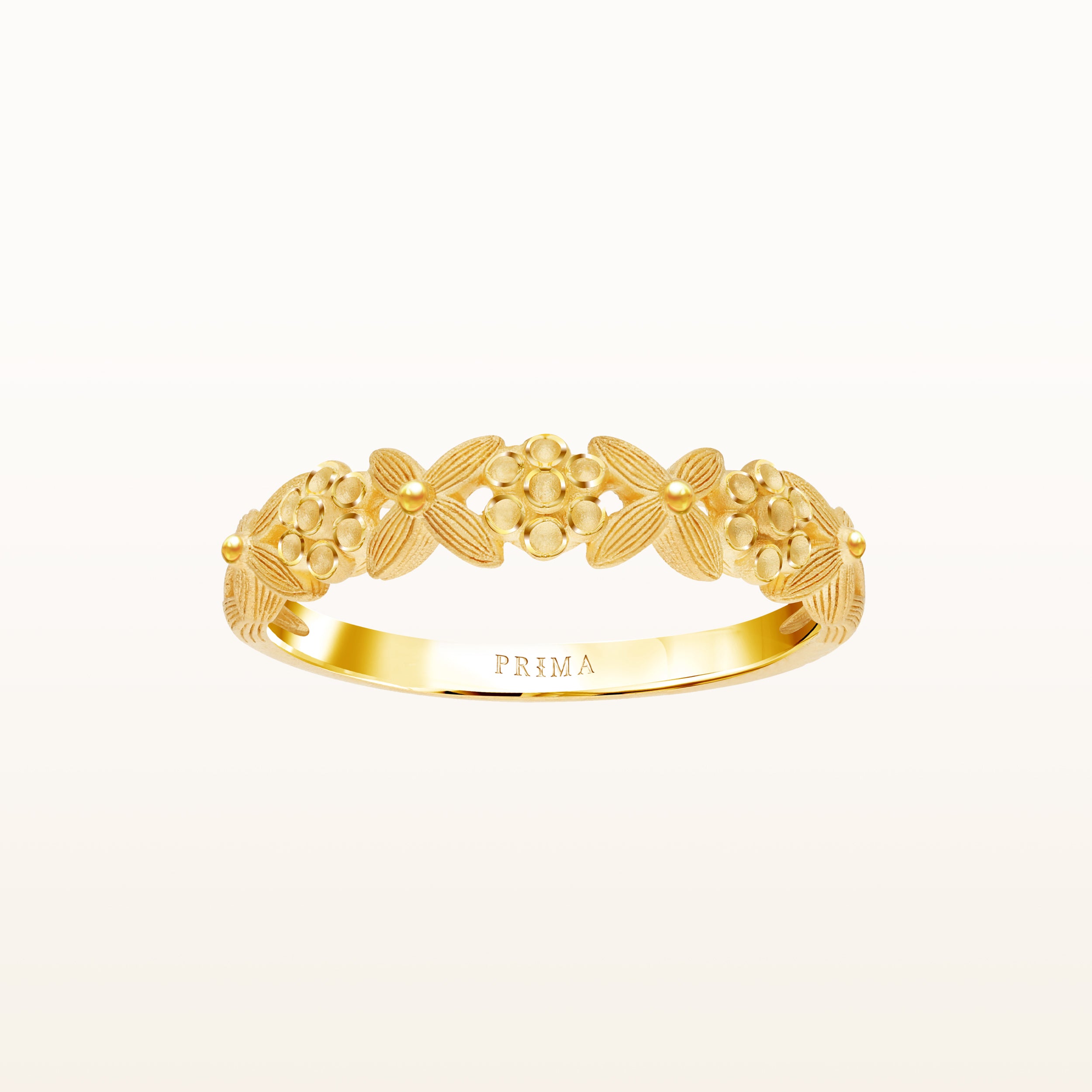 14K Yellow Gold Flower Vine Design Real Diamond Ring – Goldia.com